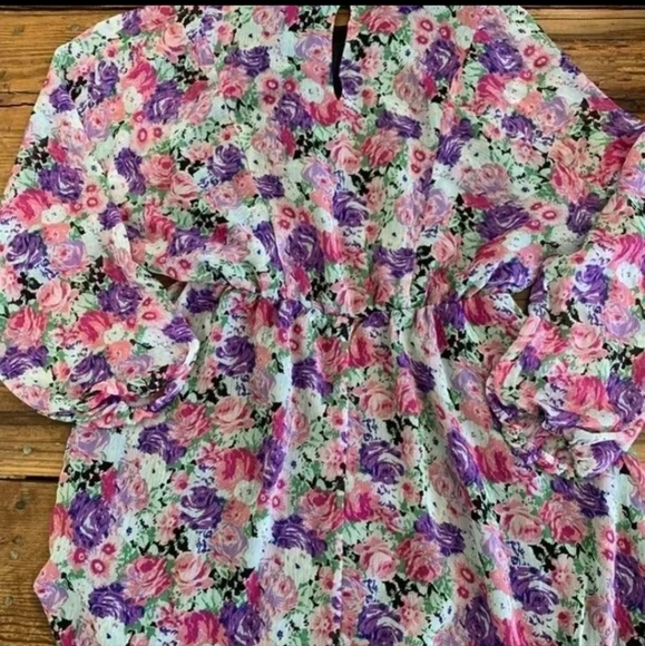NWT Wayf Floral Dolman Sleeve Elastic Waist Dress Women’s S - Picture 8 of 9